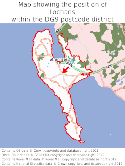Map showing location of Lochans within DG9
