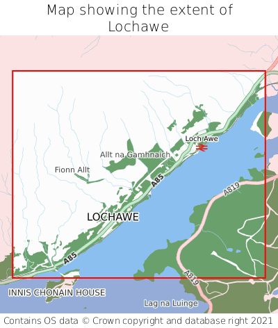 Map showing extent of Lochawe as bounding box