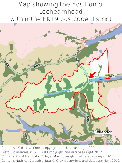 Map showing location of Lochearnhead within FK19