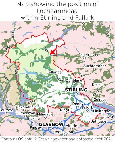 Map showing location of Lochearnhead within Stirling and Falkirk