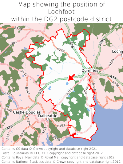 Map showing location of Lochfoot within DG2