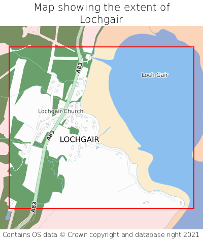 Map showing extent of Lochgair as bounding box