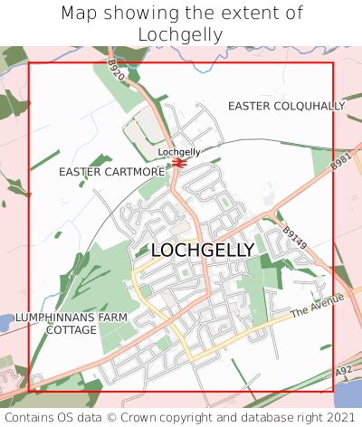 Map showing extent of Lochgelly as bounding box