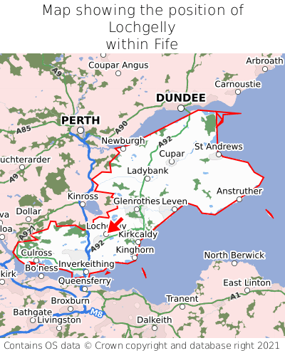 Map showing location of Lochgelly within Fife