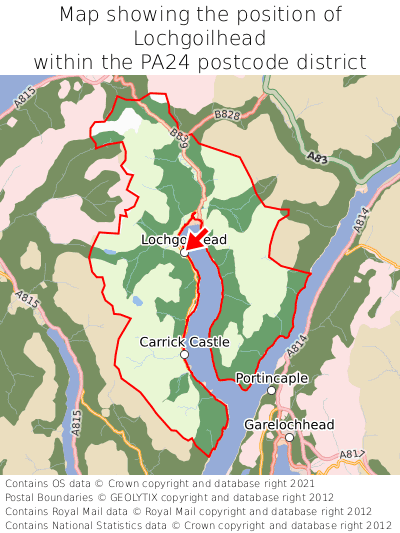 Map showing location of Lochgoilhead within PA24