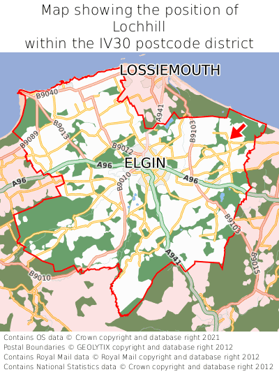 Map showing location of Lochhill within IV30