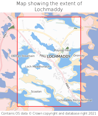 Map showing extent of Lochmaddy as bounding box