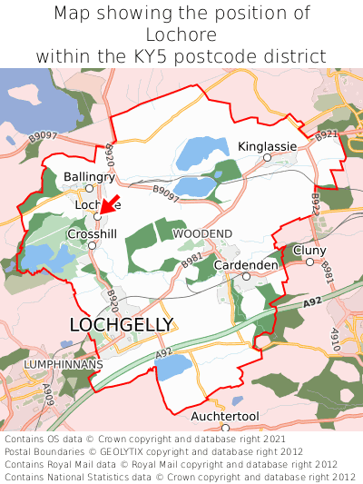 Map showing location of Lochore within KY5