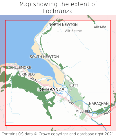 Map showing extent of Lochranza as bounding box
