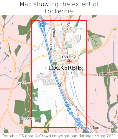 Map showing extent of Lockerbie as bounding box