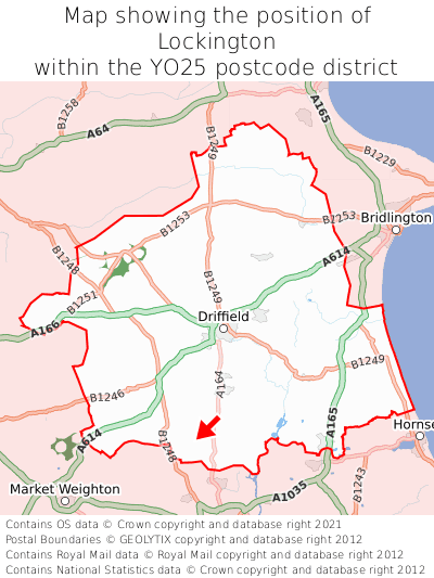 Map showing location of Lockington within YO25