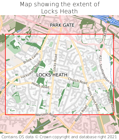Map showing extent of Locks Heath as bounding box