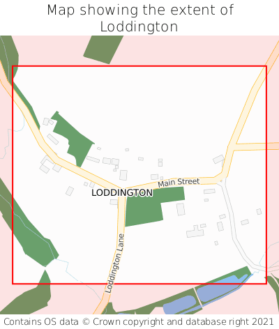 Map showing extent of Loddington as bounding box