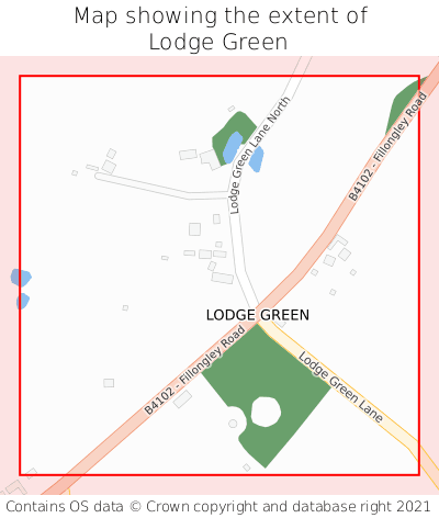 Map showing extent of Lodge Green as bounding box