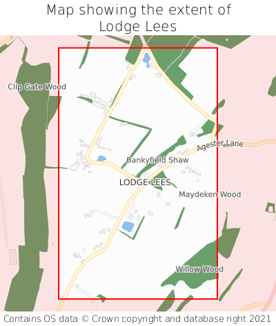 Map showing extent of Lodge Lees as bounding box