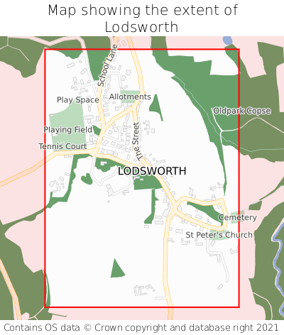 Map showing extent of Lodsworth as bounding box