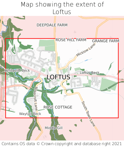 Map showing extent of Loftus as bounding box