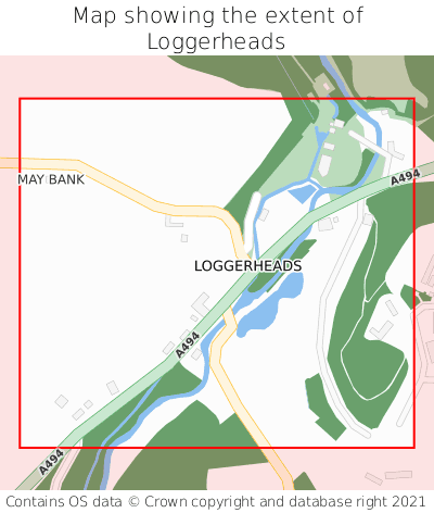 Map showing extent of Loggerheads as bounding box