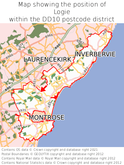 Map showing location of Logie within DD10