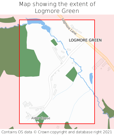 Map showing extent of Logmore Green as bounding box