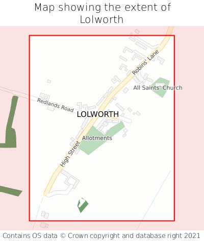 Map showing extent of Lolworth as bounding box