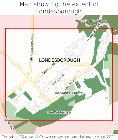Map showing extent of Londesborough as bounding box