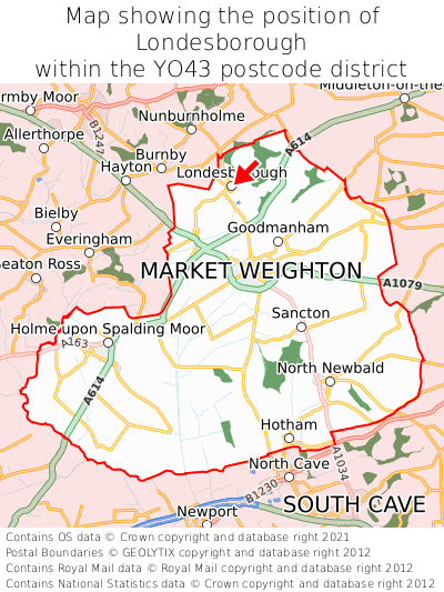 Map showing location of Londesborough within YO43