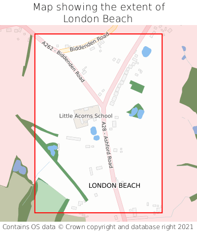 Map showing extent of London Beach as bounding box