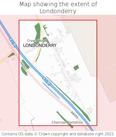 Map showing extent of Londonderry as bounding box