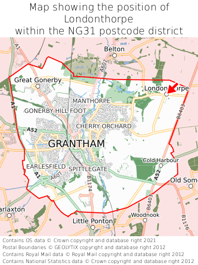 Map showing location of Londonthorpe within NG31