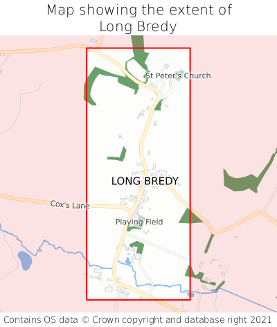 Map showing extent of Long Bredy as bounding box