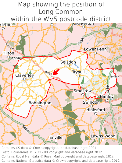 Map showing location of Long Common within WV5