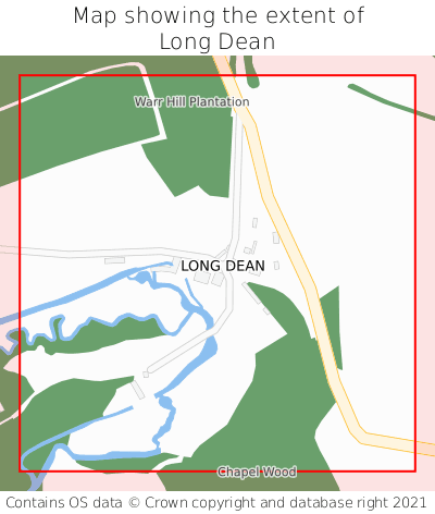 Map showing extent of Long Dean as bounding box