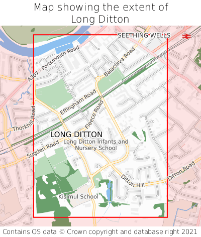 Map showing extent of Long Ditton as bounding box