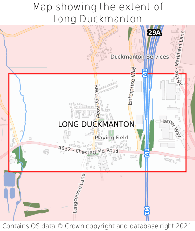 Map showing extent of Long Duckmanton as bounding box