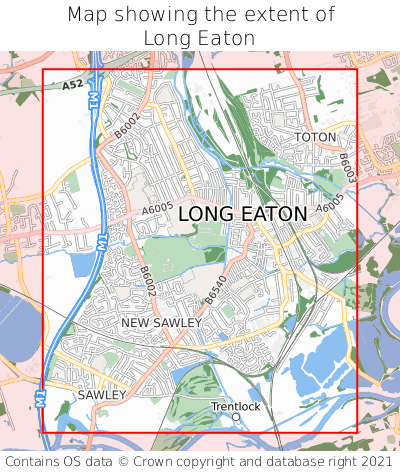 Map showing extent of Long Eaton as bounding box