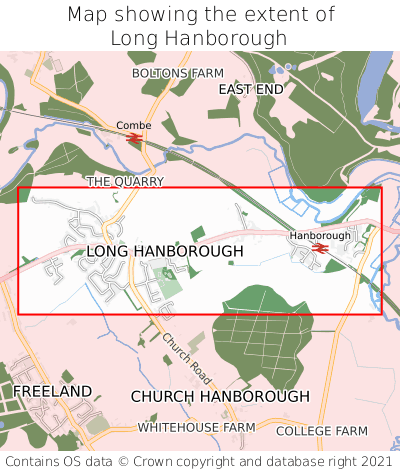 Map showing extent of Long Hanborough as bounding box