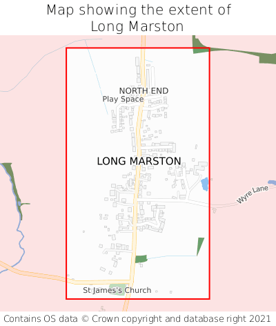 Map showing extent of Long Marston as bounding box