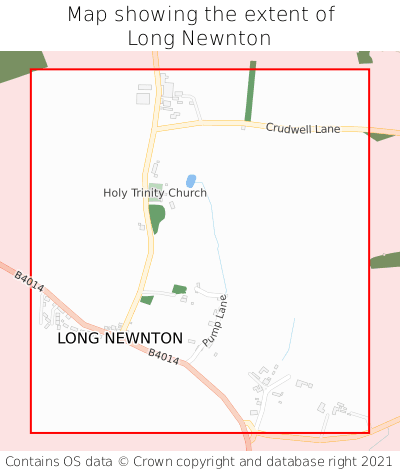 Map showing extent of Long Newnton as bounding box