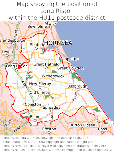 Map showing location of Long Riston within HU11