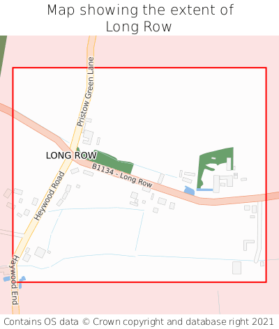 Map showing extent of Long Row as bounding box