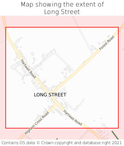 Map showing extent of Long Street as bounding box