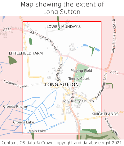 Map showing extent of Long Sutton as bounding box