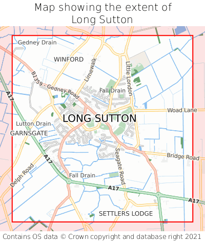 Map showing extent of Long Sutton as bounding box