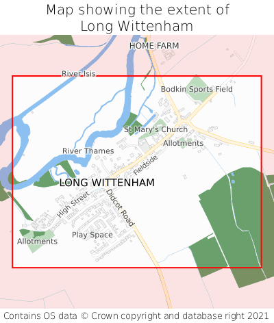 Map showing extent of Long Wittenham as bounding box