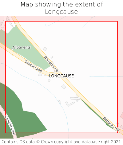 Map showing extent of Longcause as bounding box