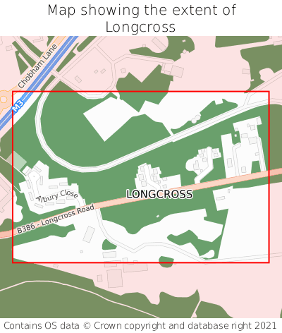 Map showing extent of Longcross as bounding box