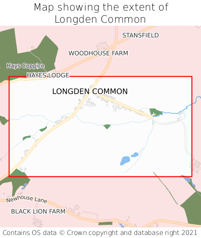 Map showing extent of Longden Common as bounding box
