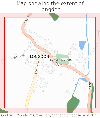 Map showing extent of Longdon as bounding box