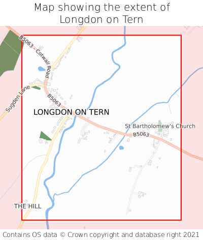Map showing extent of Longdon on Tern as bounding box